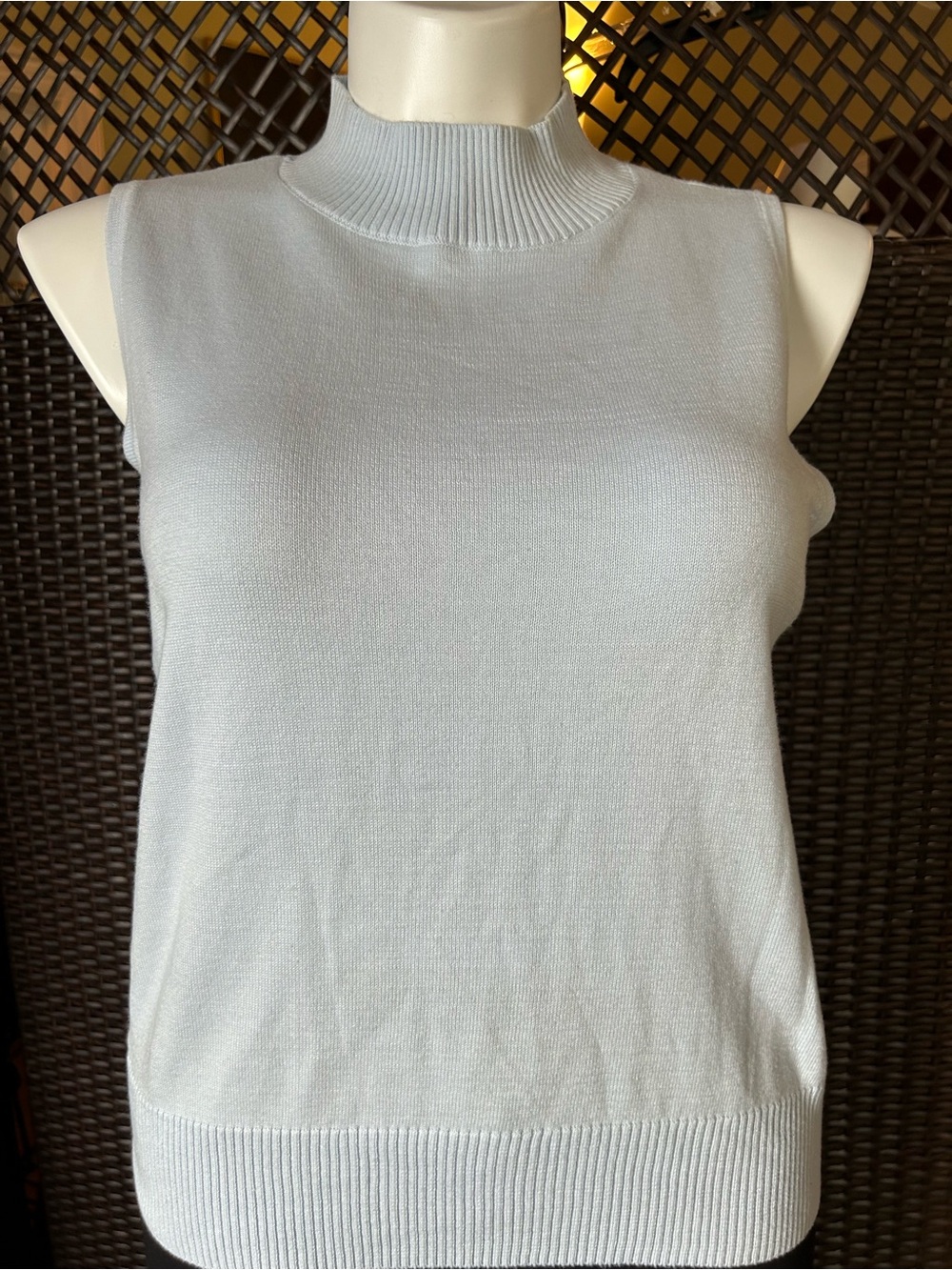 1. State Light Blue Sleeveless Mock Neck Knit Tank